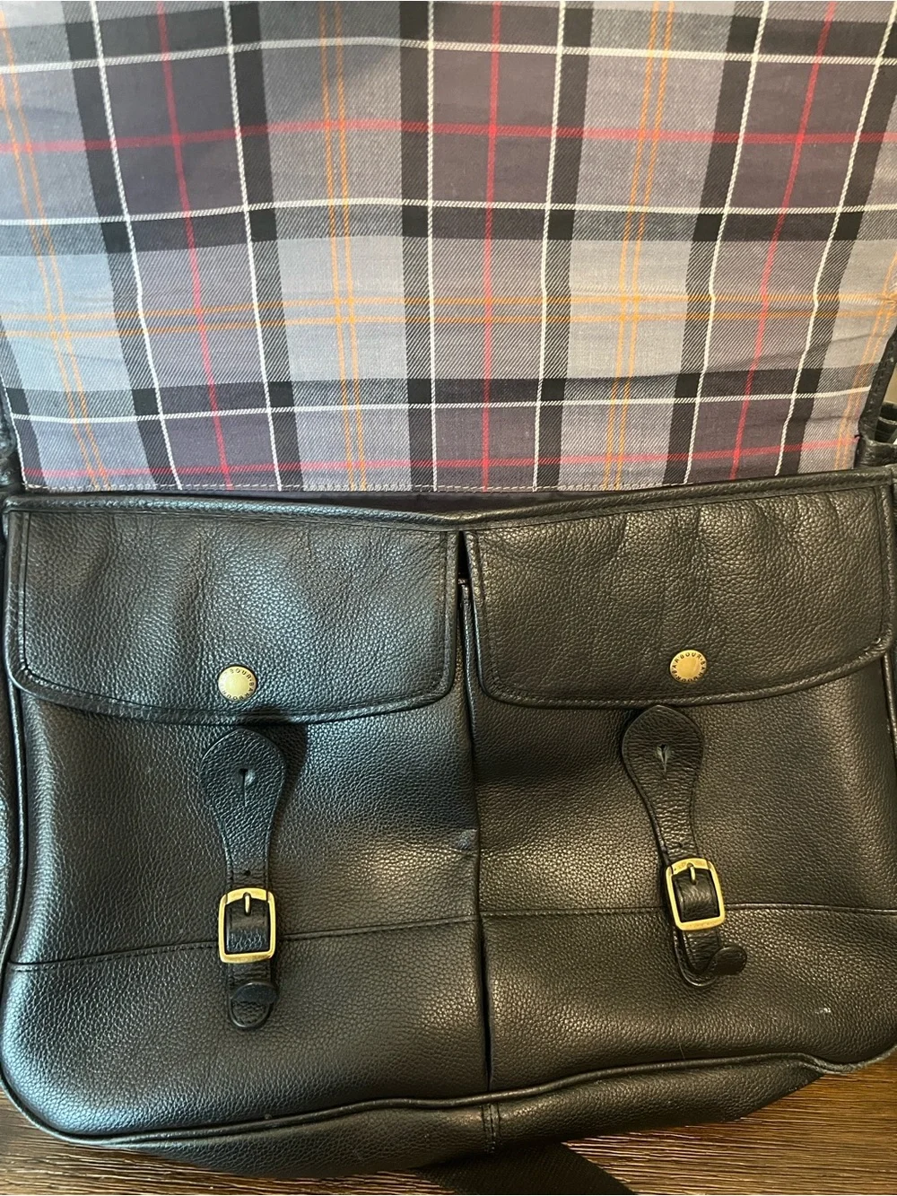 Barbour black leather
